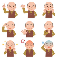 シニア男性の表情セット