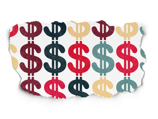 Banking concept: Dollar icons on Torn Paper background