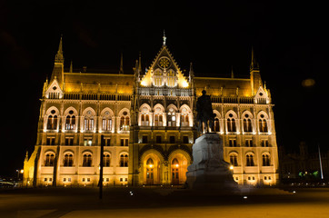 Fototapeta na wymiar The Hungarian Parliament Building with bright and beautiful illu