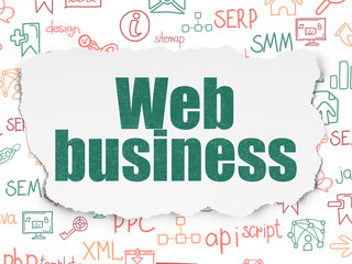 Web development concept: Web Business on Torn Paper background