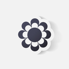Realistic paper sticker: flowers. camomile