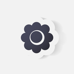 Realistic paper sticker: flowers. camomile