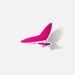 Paper clipped sticker: hang-glider