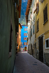 Picturesque facede,shutters and alleys in northern italy, near l