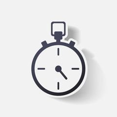 Paper clipped sticker: stopwatch