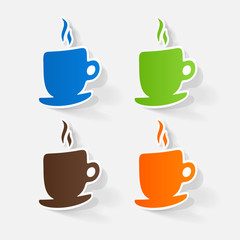 Paper clipped sticker: Coffee Cup Isolated