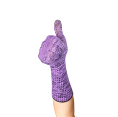 hand in gloves Isolated on a white background.great sign