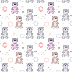 Obraz premium vector seamless pattern toy teddy bears