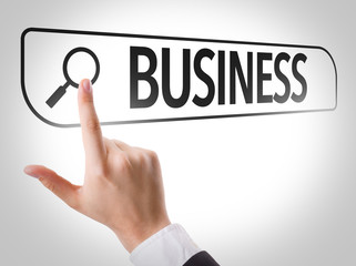 Business written in search bar on virtual screen