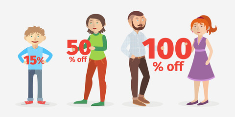 Vector/ People holding percentage signs