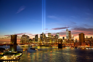 New York skyline in memory of September 11