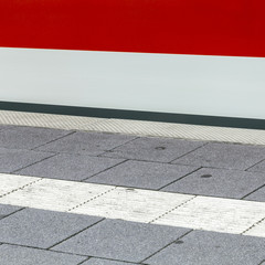 detail of train fast moving at   station