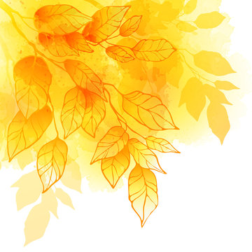 Fall leafs watercolor vector background