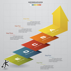 abstract business chart. 5 Steps diagram template/graphic or website layout. Vector. Step by step idea.