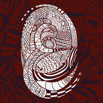 Ethnic vector white Pattern with Snakes on red Background