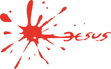 Jesus subtitle in a pool of blood. Symbol of the crucifixion.