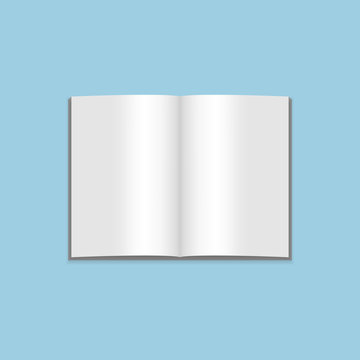Vector Mockup of blank open Magazine on blue Background