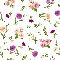 Seamless pattern with colorful flowers. Vector illustration.