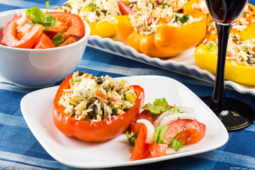 Vegetarian stuffed bell peppers.