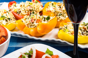 Vegetarian stuffed bell peppers.