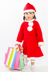 Asian Little Santa Claus with shopping bag