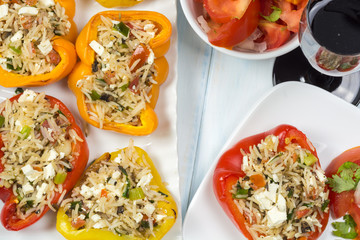 Vegetarian stuffed bell peppers.