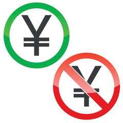 Yen permission signs set
