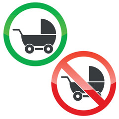 Pram permission signs set