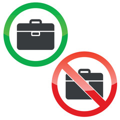 Briefcase permission signs set