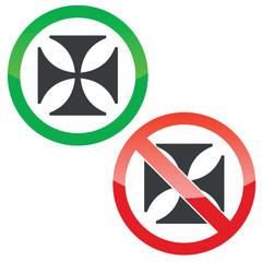 Maltese cross permission signs set