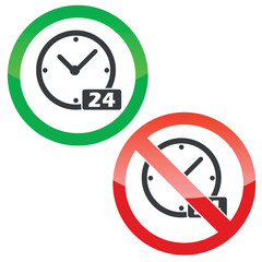 24 hours permission signs set