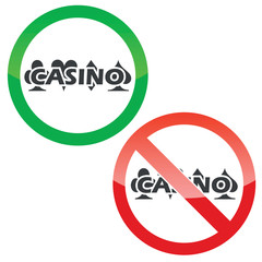 Casino permission signs set