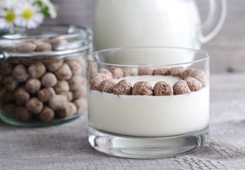 Fresh homemade yogurt with rye bran