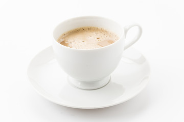 a cup of coffee on white