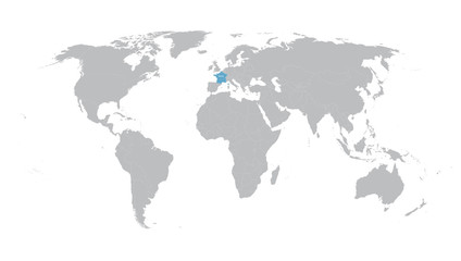 Fototapeta na wymiar world map with indication of France