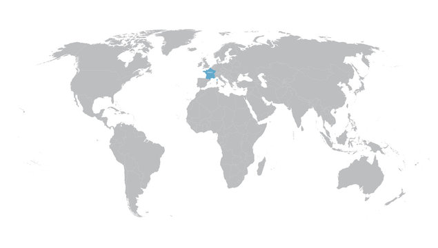 world map with indication of France