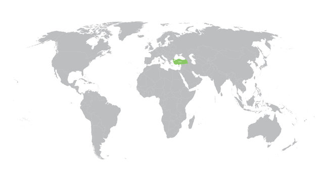 world map with indication of Turkey