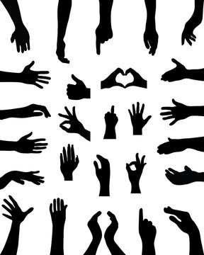 Black silhouettes of hands, vector