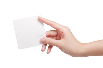 Fototapeta premium Paper card in woman hand