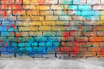Kolorowy mur z cegły - 88211760