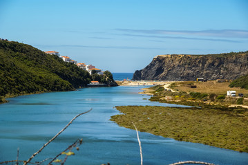 Landscape with river Mira at Vila nova de Milfontes, Portugal