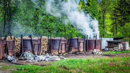 Traditional way of charcoal production