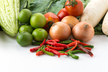 mix vegetable on white background