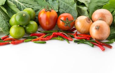 mix vegetable on white background
