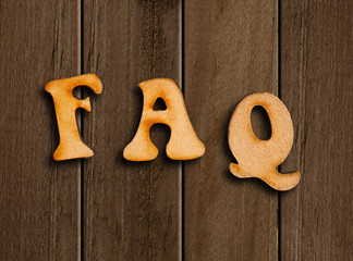 FAQs wooden letters.