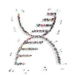 people in the shape of DNA