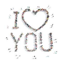 people in the shape of I love you.