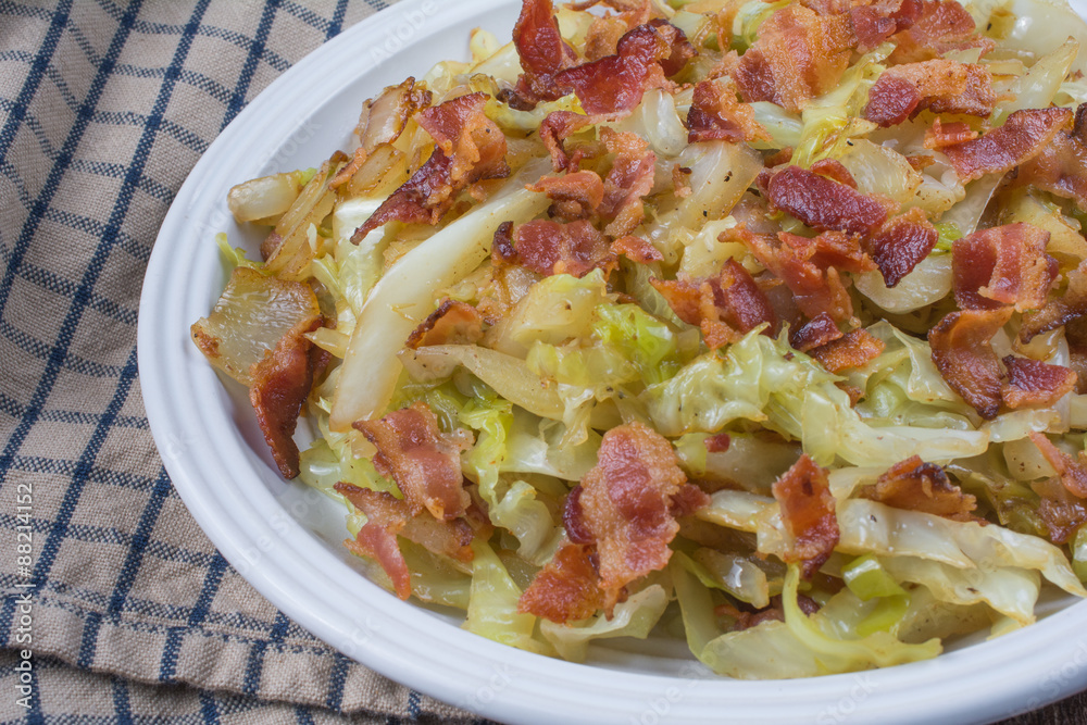 Wall mural southern fried cabbage with bacon