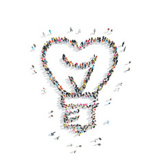 people in the shape of a lamp