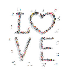 people in the shape of love, heart.